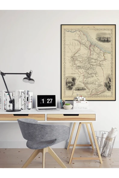 Pegziz Ingiliz Guyanası Haritası Sanatsal Duvar Dekorasyon Poster 60x90cm. ürün görseli 1