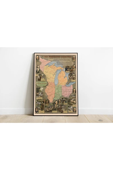 Pegziz Kanada Northwest Territory Haritası Sanatsal Duvar Dekorasyon Poster 60x90cm. ürün görseli 1