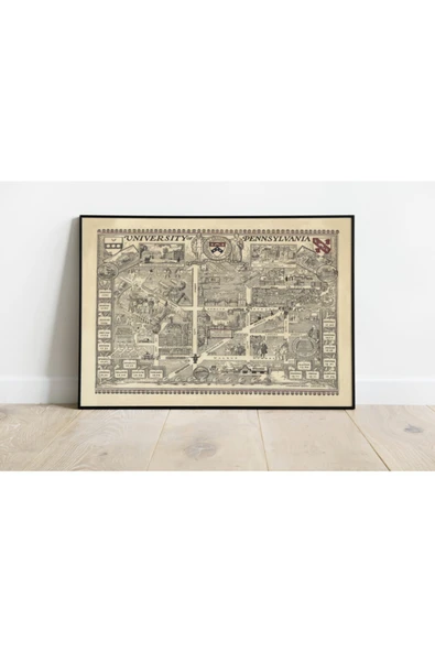 Pegziz Pensilvanya Haritası Sanatsal Duvar Dekorasyon Poster 60x90cm. ürün görseli 1