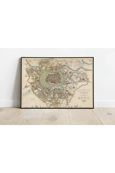 Pegziz Avusturya Viyana Haritası Sanatsal Duvar Dekorasyon Poster 60x90cm. ürün görseli 1
