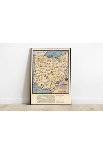 Pegziz Ohio Eyaleti 1933 Haritası Sanatsal Duvar Dekorasyon Poster 60x90cm. ürün görseli 1