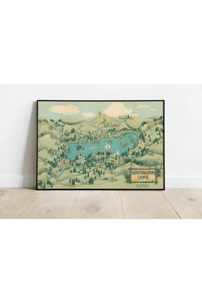 Pegziz Huntigton Gölü 1940 Haritası Sanatsal Duvar Dekorasyon Poster 60x90cm. ürün görseli 1