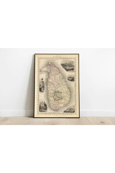 Pegziz Sri Lanka 1851 Haritası Sanatsal Duvar Dekorasyon Poster 60x90cm. ürün görseli 1