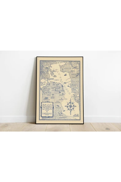 Pegziz San Fransisco 1925 Şehir Planı Haritası Sanatsal Duvar Dekorasyon Poster 60x90cm. ürün görseli 1