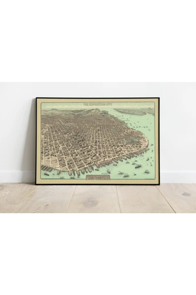 Pegziz San Francisco Haritası Sanatsal Duvar Dekorasyon Poster 60x90cm. ürün görseli 1