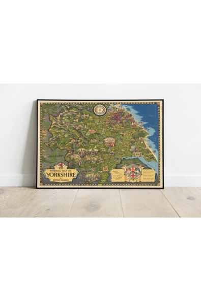 Pegziz Ingiltere Yorkshire 1950 Şehir Planı Haritası Sanatsal Duvar Dekorasyon Poster 60x90cm. ürün görseli 1