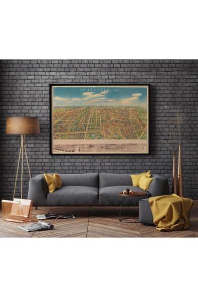 Pegziz Çin Çangçun 1936 Şehir Haritası Sanatsal Duvar Dekorasyon Poster 60x90cm. ürün görseli 1