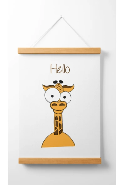 Pegziz Çocuk Odası Ahşap Askılı Zürafa Baskılı Kanvas Duvar Dekorasyonu 40x50cm. ürün görseli 1