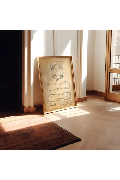 Pegziz Dekoratif Sanatsal Beyzbol Topu Patent Posteri 50x70cm. ürün görseli 1