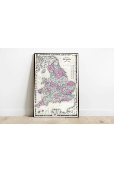 Pegziz Ingiltere 1862 Haritası Sanatsal Duvar Dekorasyon Poster 60x90cm. ürün görseli 1