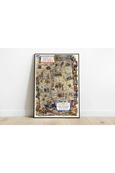 Pegziz Amerika New Mexico Haritası Sanatsal Duvar Dekorasyon Poster 60x90cm. ürün görseli 1