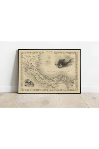 Pegziz Panama 1851 Haritası Sanatsal Duvar Dekorasyon Poster 60x90cm. ürün görseli 1