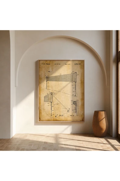 Pegziz Dekoratif Sanatsal Voleybol Filesi Patent Posteri 60x90cm. ürün görseli 1