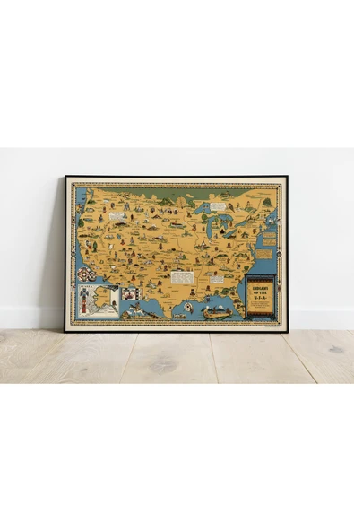 Pegziz Amerikan Yerlileri 1944 Haritası Sanatsal Duvar Dekorasyon Poster 60x90cm. ürün görseli 1