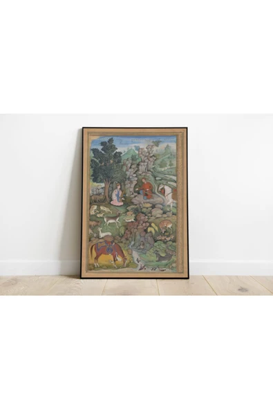 Pegziz Amir Khusrai Minyatür Çizim Sanatı Dekoratif Poster 60x90cm. ürün görseli 1