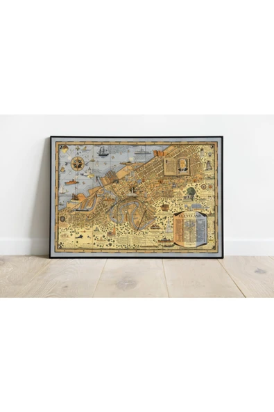 Pegziz Cleveland Ohio 1947 Haritası Sanatsal Duvar Dekorasyon Poster 60x90cm. ürün görseli 1