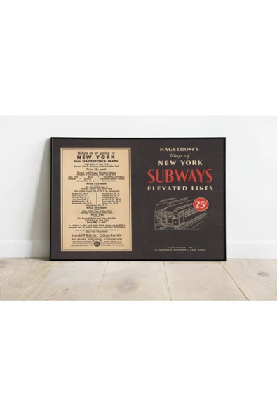 Pegziz New York Metrosu Vintage Sanatsal Poster 60x90cm. ürün görseli 1