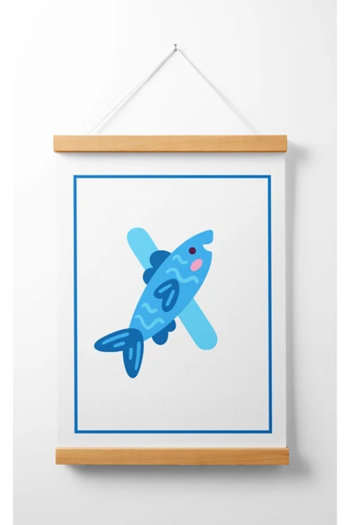 Pegziz Çocuk Odası Ahşap Askılı Hayvan Figürlü X Harfi Baskılı Kanvas Duvar Dekorasyonu 40x50cm. ürün görseli 1