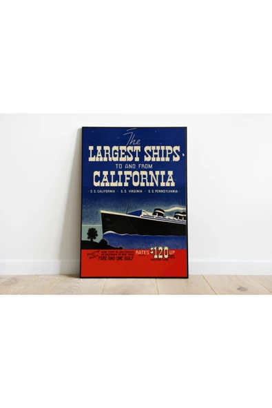 Pegziz Kaliforniya Vintage Sanatsal Poster 60x90cm. ürün görseli 1