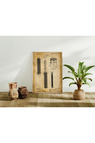 Pegziz Dekoratif Sanatsal Bıçak Patent Posteri 60x90cm. ürün görseli 1
