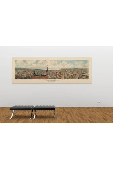 Pegziz Panoramik Milwaukee 1898 Şehir Planı Haritası Sanatsal Duvar Dekorasyon Poster 50x100cm. ürün görseli 1