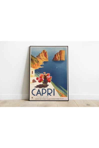 Pegziz Italya Capri Vintage Sanatsal Poster 50x70cm. ürün görseli 1
