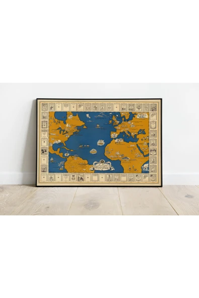 Pegziz Dünya Kitapları Haritası Sanatsal Duvar Dekorasyon Poster 60x90cm. ürün görseli 1