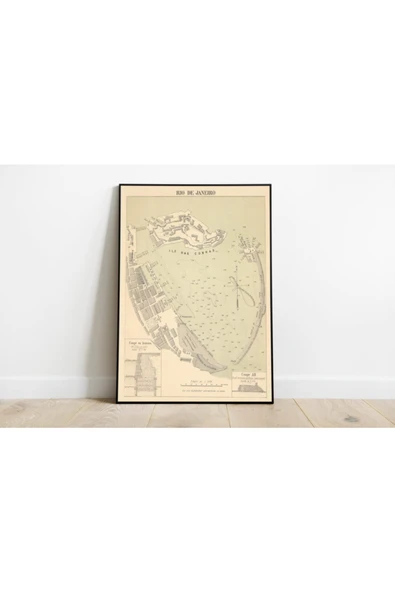 Pegziz Brezilya Rio De Janeiro Eski Şehir Haritası Sanatsal Duvar Dekorasyon Poster 60x90cm. ürün görseli 1