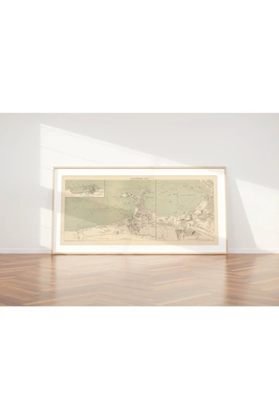 Pegziz Mısır Iskenderiye Tarihi Haritası Sanatsal Duvar Dekorasyon Poster 40x100cm. ürün görseli 1