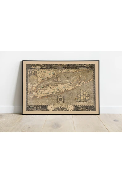 Pegziz New York Long Island 1928 Haritası Sanatsal Duvar Dekorasyon Poster 60x90cm. ürün görseli 1