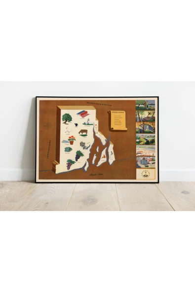 Pegziz Amerika Rhode Island Eyaleti Eski Haritası Sanatsal Duvar Dekorasyon Poster 60x90cm. ürün görseli 1
