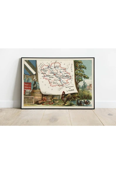 Pegziz Fransa Aube Bölgesi 1935 Haritası Sanatsal Duvar Dekorasyon Poster 60x90cm. ürün görseli 1