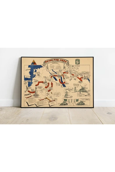 Pegziz 2. Dünya Savaşı Askeri Harekat Haritası Sanatsal Duvar Dekorasyon Poster 60x90cm. ürün görseli 1
