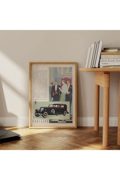 Pegziz Dekoratif Vintage Cadiilac Reklam Afişi Poster 60x90cm. ürün görseli 1