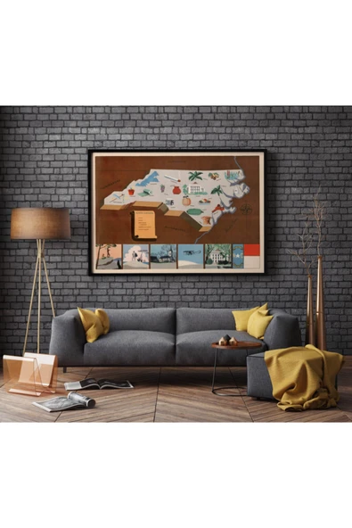 Pegziz Amerika Kuzey Karolina Eyaleti Eski Haritası Sanatsal Duvar Dekorasyon Poster 60x90cm. ürün görseli 1