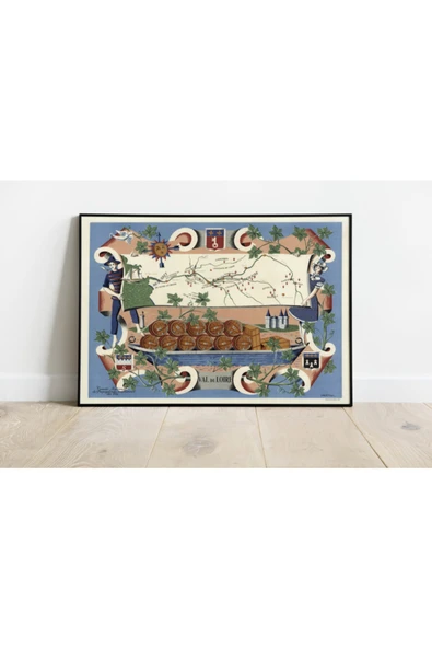 Pegziz Fransa Şarapları Haritası Sanatsal Duvar Dekorasyon Poster 60x90cm. ürün görseli 1