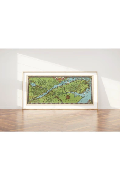 Pegziz Kanada Gaspe Körfezi Haritası Sanatsal Duvar Dekorasyon Poster 60x90cm. ürün görseli 1