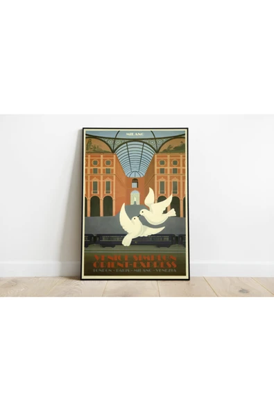 Pegziz Italya Milano Vintage Sanatsal Poster 60x90cm. ürün görseli 1