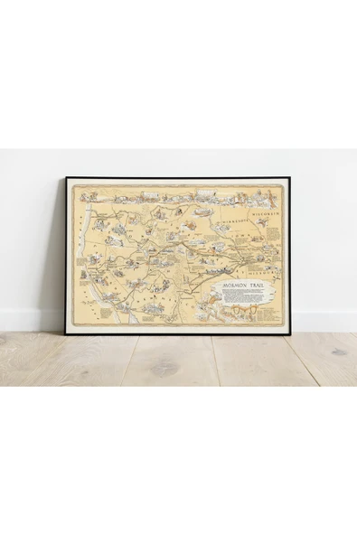Pegziz Amerika Mormonlar 1947 Haritası Sanatsal Duvar Dekorasyon Poster 60x90cm. ürün görseli 1
