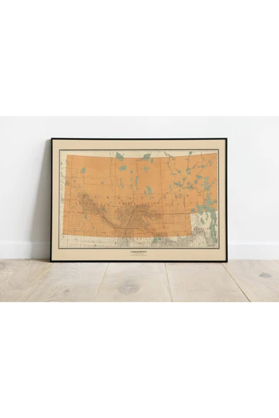 Pegziz Kanada Saskatchewan 1903 Eyaleti Haritası Sanatsal Duvar Dekorasyon Poster 60x90cm. ürün görseli 1