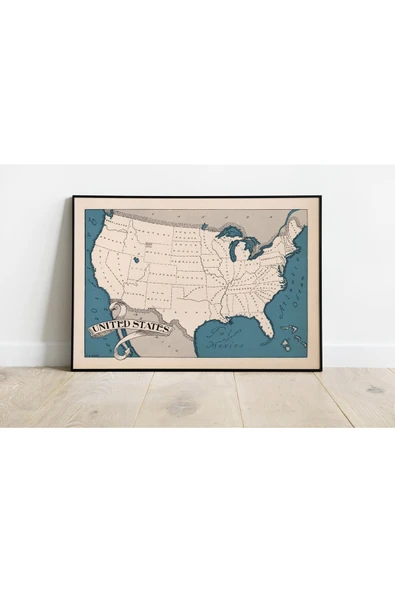 Pegziz Amerika 1931 Dekoratif Harita Poster 60x90cm. ürün görseli 1