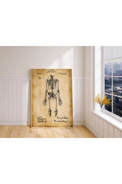 Pegziz Dekoratif Sanatsal Iskelet Patent Posteri 60x90cm. ürün görseli 1