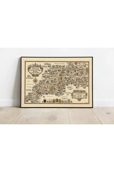 Pegziz Ingiltere Pratts Haritası Sanatsal Duvar Dekorasyon Poster 60x90cm. ürün görseli 1
