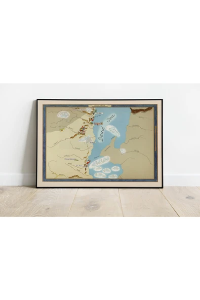 Pegziz Israil Metsada Haritası Sanatsal Duvar Dekorasyon Poster 60x90cm. ürün görseli 1