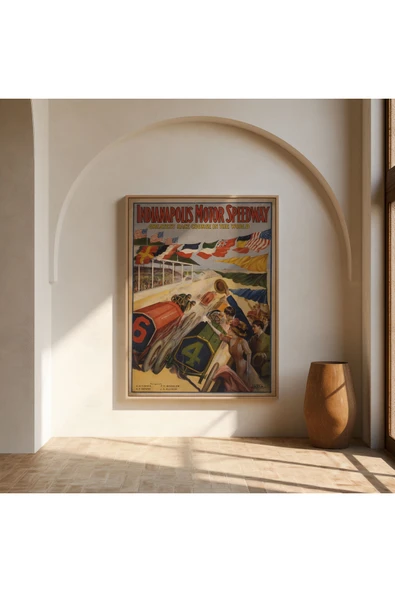 Pegziz Indianapolis Araba Yarışları Reklam Afişi Poster 50x70cm. ürün görseli 1