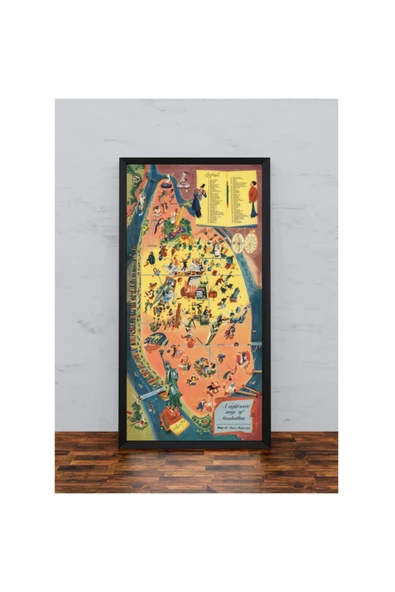 Pegziz Manhattan 1946 Dekoratif Harita Posteri 50x100cm. ürün görseli 1