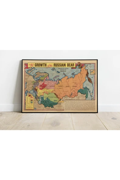 Pegziz Rusya 1941 Haritası Sanatsal Duvar Dekorasyon Poster 60x90cm. ürün görseli 1