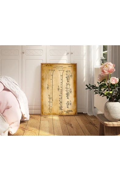 Pegziz Dekoratif Sanatsal Klarnet Patent Posteri 50x70cm. ürün görseli 1