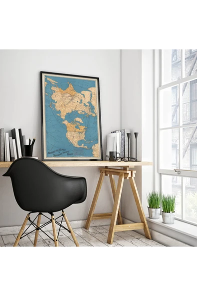 Pegziz 1903 Dünya Haritası Sanatsal Duvar Dekorasyon Poster 60x90cm. ürün görseli 1