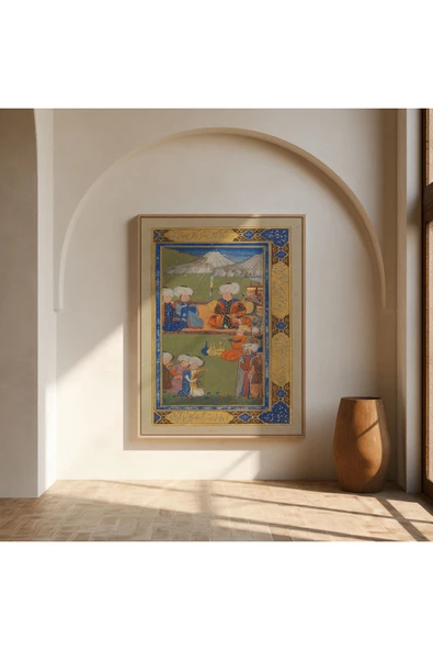 Pegziz Nizami Ganjavi Minyatür Çizim Sanatı Dekoratif Poster 60x90cm. ürün görseli 1